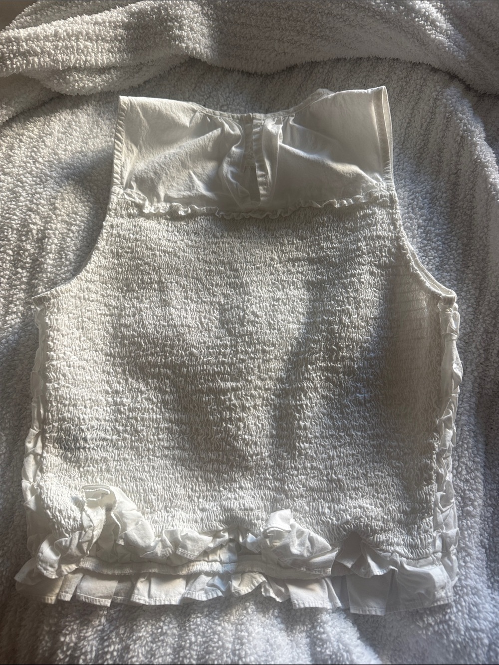 Ramy Brook White Ruffled Textured Sleeveless Top - Picture 2 of 5